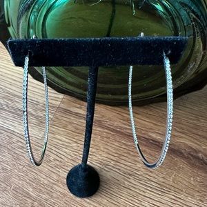 MK large crystal hoops (a couple crystals missing in back - see photos)